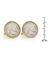 American Coin Treasures Silver Barber Dime Rope Bezel Coin Cuff Links