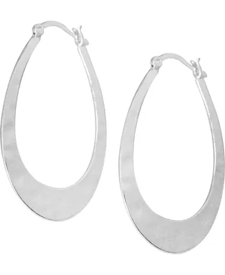 And Now This Hammered Oblong Hoop Earrings in Silver-Plate
