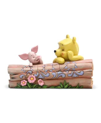Jim Shore Pooh and Piglet By Log Figurine