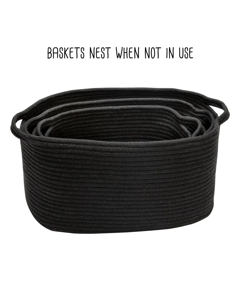 Honey Can Do Set of 3 Black Cotton Coil Baskets