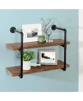 Honey Can Do 2-Tier Black Industrial Wall Shelf