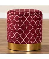 Furniture Serra Glam and Luxe Quatrefoil Upholstered Storage Ottoman