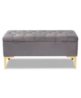 Furniture Valere Glam and Luxe Upholstered Button Tufted Storage Ottoman