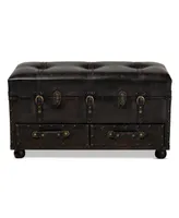 Furniture Callum Modern Transitional Upholstered 2 Drawer Storage Trunk Ottoman