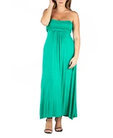 24seven Comfort Apparel Plus Strapless Maxi Dress