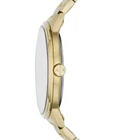 Men's Gold-Tone Stainless Steel Bracelet Watch 42mm Gift Set