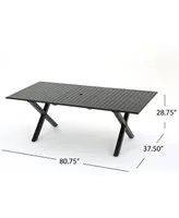 Noble House Exuma Outdoor Expandable Cast Rectangular Dining Table