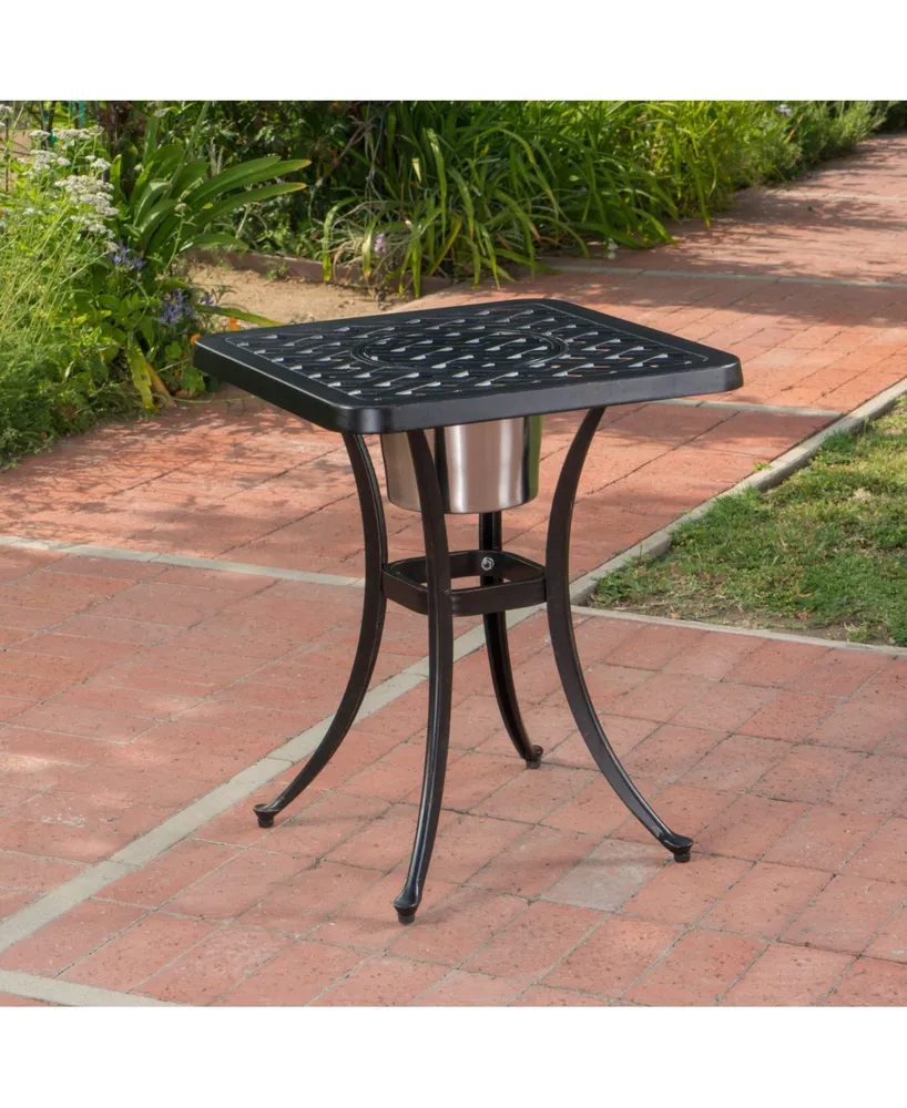 Noble House Ava Outdoor Cast Chat Table with Ice Bucket