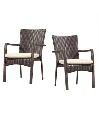 Noble House Wilkerson Outdoor Dining Chair with Cushion, Set of 2