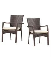 Noble House Wilkerson Outdoor Dining Chair with Cushion, Set of 2
