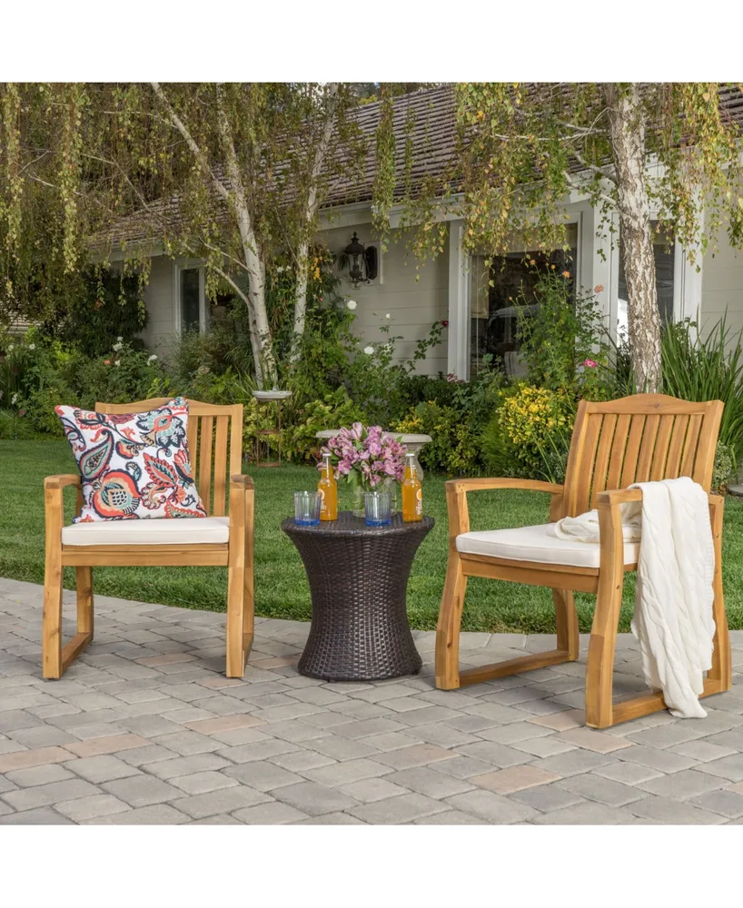 Noble House Avalon Outdoor 3 Piece Chat Set with Hourglass Table