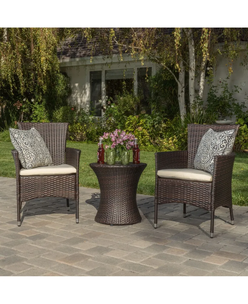 Noble House Polina Outdoor 3 Piece Chat Set