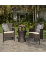 Noble House Polina Outdoor 3 Piece Chat Set