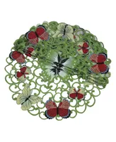 Xia Home Fashions Butterflies Embroidered Cutwork Round Doily - Set of 4