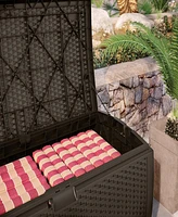 Vm Innovations Suncast DBW9200 99 Gallon Outdoor Resin Patio Storage Chest with Handles, Mocha