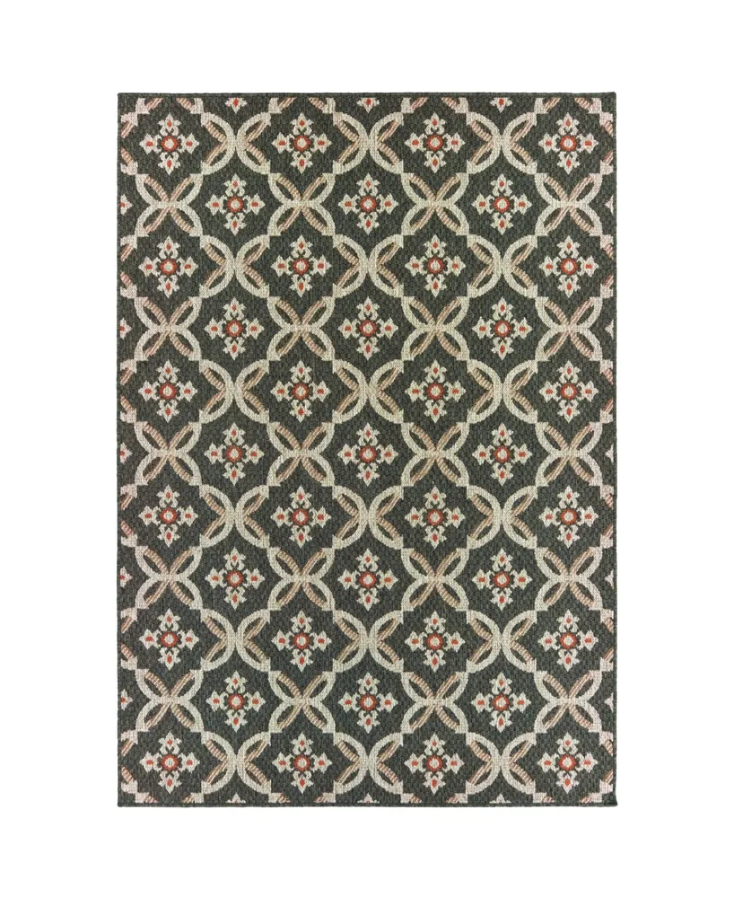 Oriental Weavers Latitude 1904K Gray 6'7" x 9'2" Outdoor Area Rug