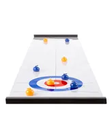 Hey Play Tabletop Curling Game - Portable Indoor Desktop Roll Up Magnetic Competition Board Game With Eight Stones