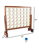 Hey Play 4-In-a-Row - Giant Classic Wooden Game For Indoor And Outdoor Play, 2 Player Strategy And Skill Fun Backyard Lawn Toy For Kids And Adults
