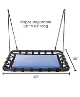 Hey Play Platform Swing - 40" X 30" Hanging Outdoor Tree Or Playground Equipment Standing Rectangle Bench Swing Accessory With Adjustable Rope