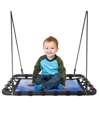 Hey Play Platform Swing - 40" X 30" Hanging Outdoor Tree Or Playground Equipment Standing Rectangle Bench Swing Accessory With Adjustable Rope