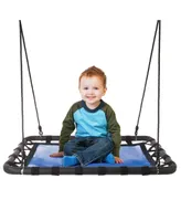 Hey Play Platform Swing - 40" X 30" Hanging Outdoor Tree Or Playground Equipment Standing Rectangle Bench Swing Accessory With Adjustable Rope