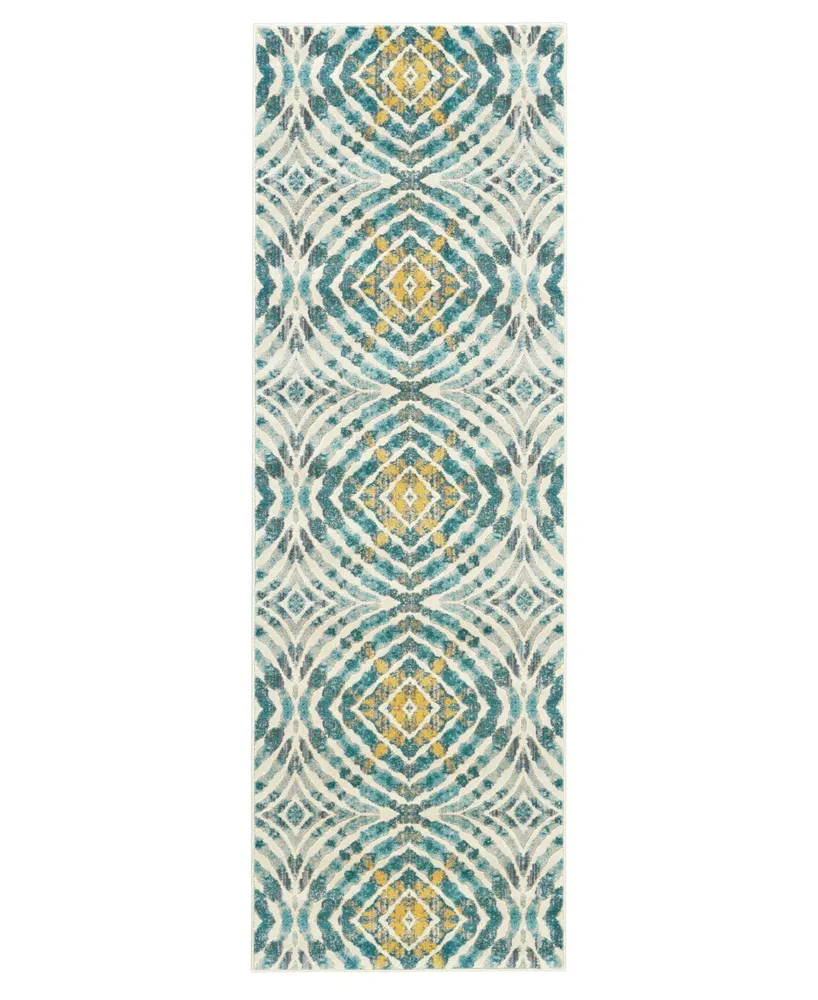 Feizy Keats R3469 Teal 2'7" x 8' Runner Rug