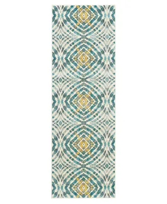 Feizy Keats R3469 Teal 2'7" x 8' Runner Rug