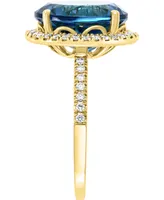 Lali Jewels London Blue Topaz (6-3/4 ct. t.w.) & Diamond (1/3 ct. t.w.) Statement Ring in 14k Gold