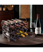 Sorbus 3-Tier Stackable Silver Wine Rack - Perfect for Bar, Wine Cellar, Basement, Cabinet, Pantry, etc (Hold 12 Bottles)