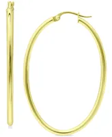 Giani Bernini Medium Oval Skinny Hoop Earrings 18K Gold-Plated Sterling Silver, or 1-5/8", Created for Macy's