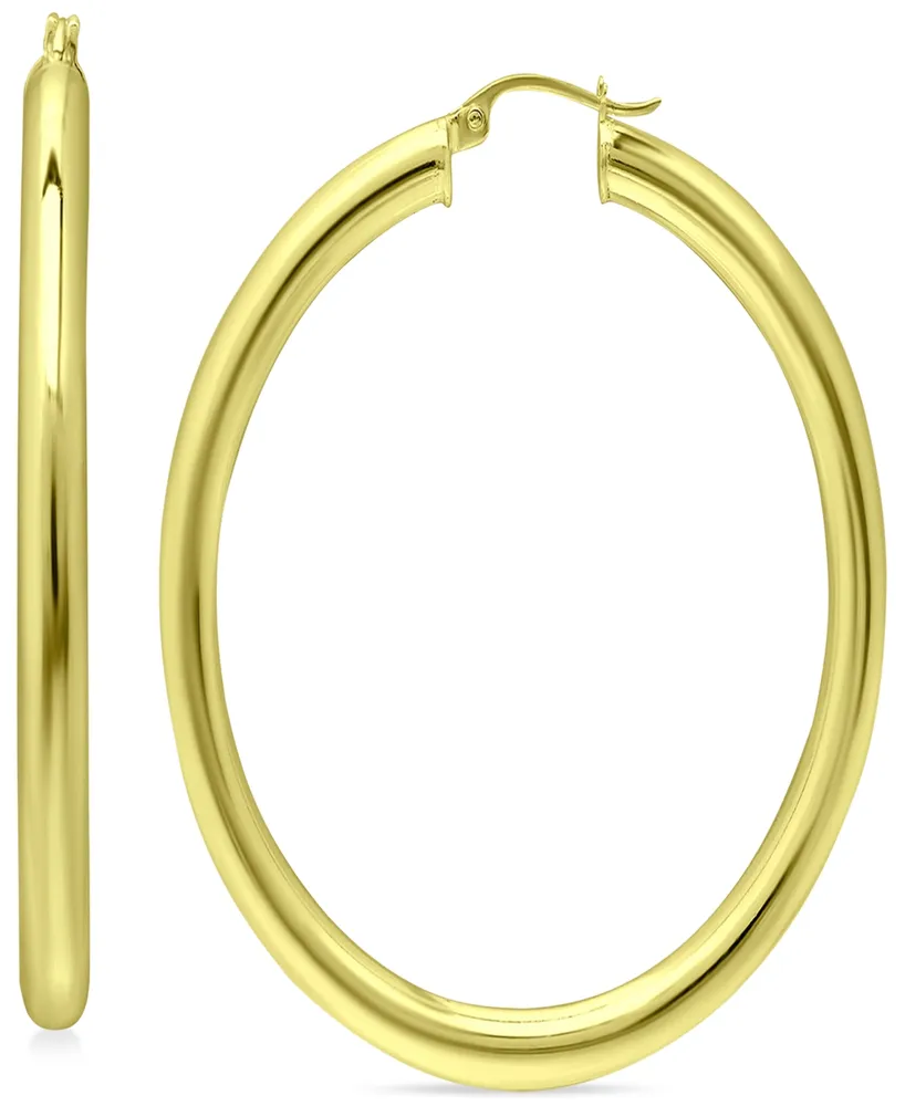 Giani Bernini Oval Polished Hoop Earrings in 18k Gold-Plated Sterling Silver, 1-1/8", Created for Macy's