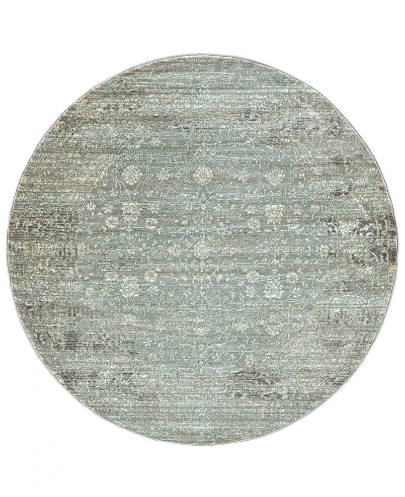 Closeout! Km Home Silvano Sil-01 Green 5'3" x 5'3" Round Rug