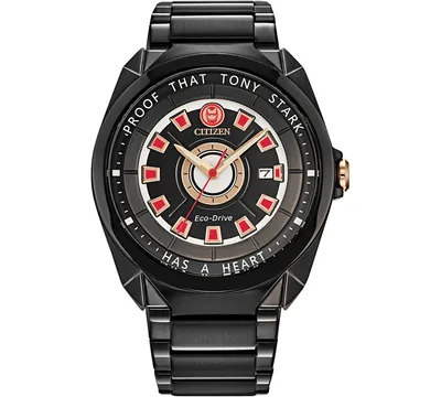 Marvel by Citizen Tony Stark "I Love You 3000" Black Stainless Steel Bracelet Watch 43mm