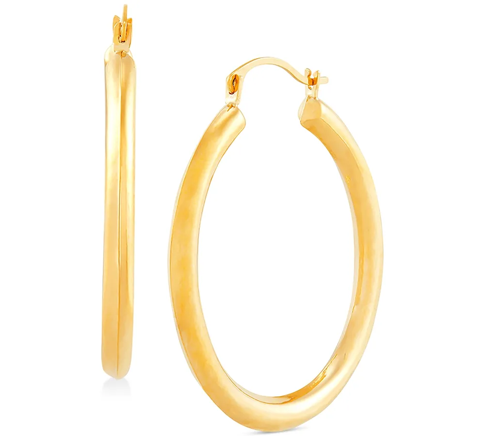 Medium Polished Hoop Earrings in 14k Gold,