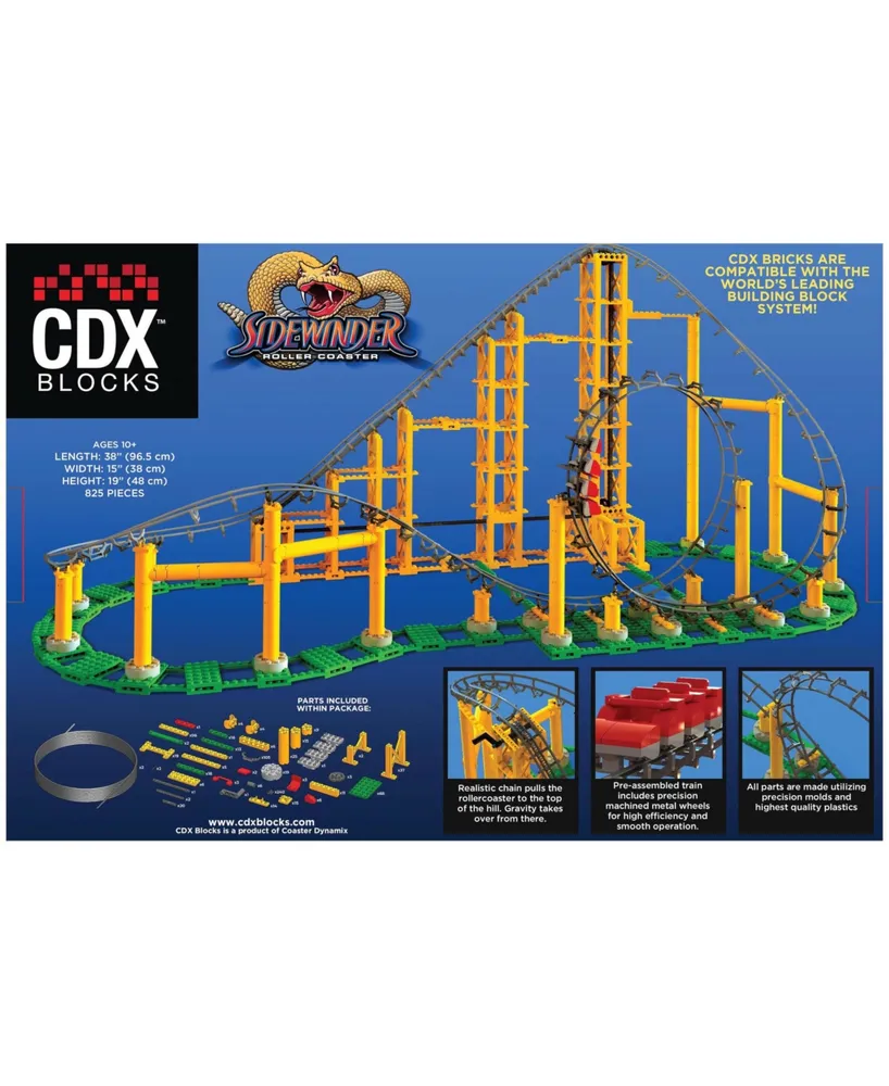 Cdx Blocks Brick Construction Sidewinder Roller Coaster Building Set