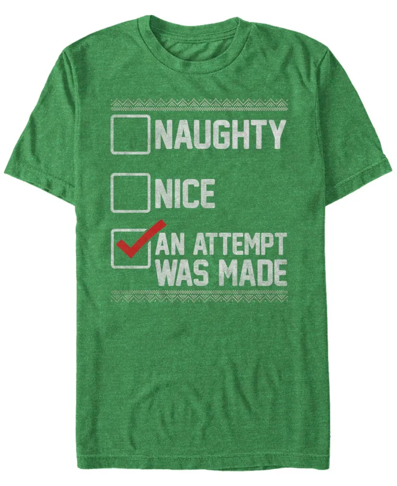 Fifth Sun Men's Naughty Nice Humor Christmas Short Sleeve T-shirt