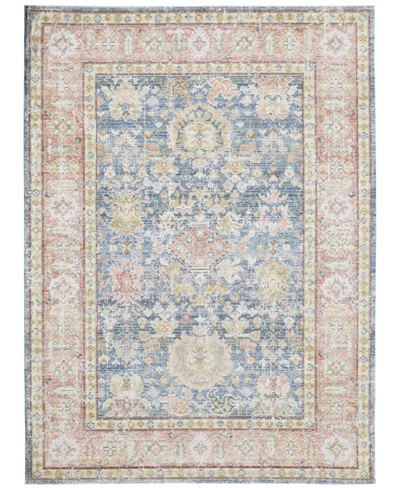 Amer Rugs Century Cen-15 Navy/ Pink 2'6" x 8' Runner Rug