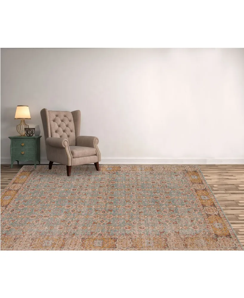 Amer Rugs Eternal Ete-27 Teal/ Gold 5'7" x 7'6" Area Rug