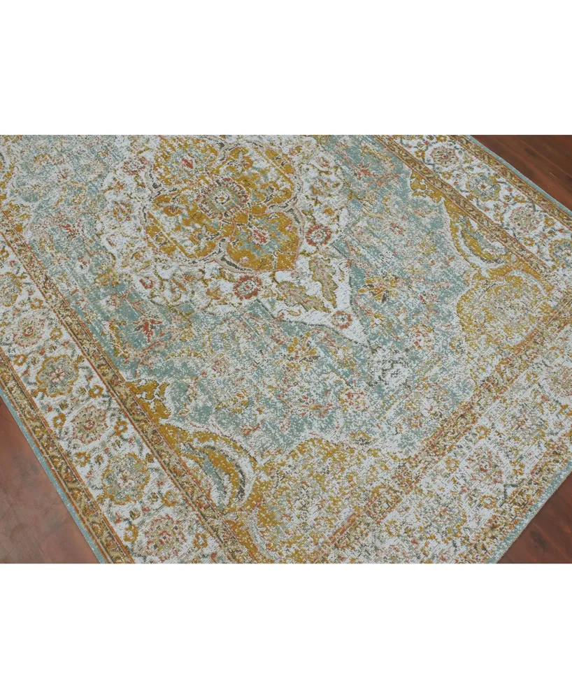 Amer Rugs Eternal Ete-3 Aqua/Ivory 2'7" x 7'6" Runner Rug