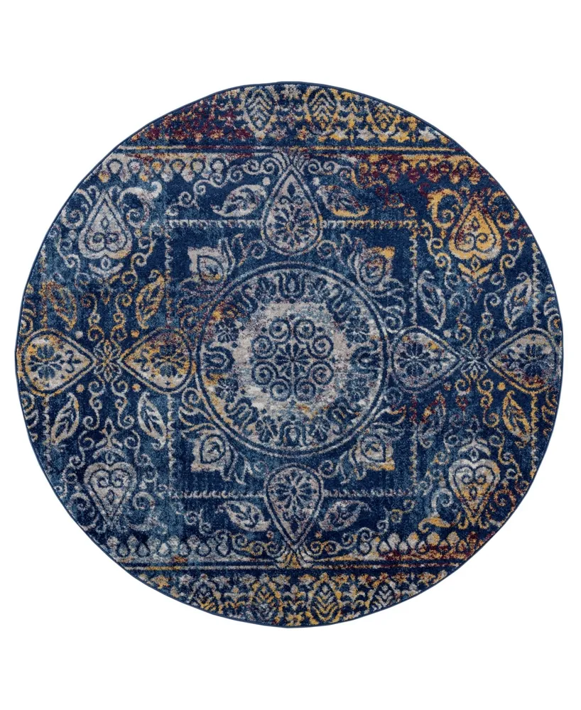 Amer Rugs Manhattan Man-42 Teal/ Blue 6'6" Round Rug