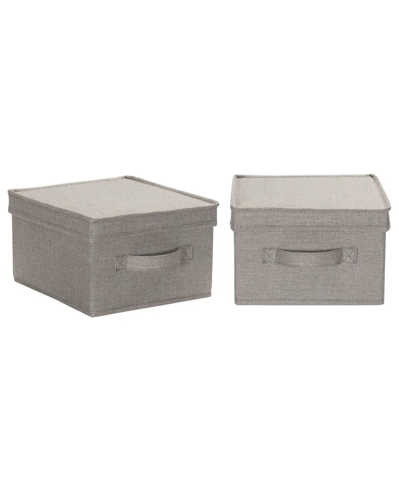 Household Essentials Wide Storage Box with Lid Box, Set of 2 - Black