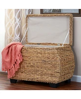 Household Essential Large Curved Wicker Storage Chest with Liner Water Hyacinth