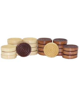 WorldWise Imports Set of 24 Stackable Wood Grooved Checkers