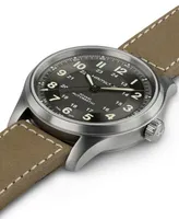 Hamilton Men's Swiss Automatic Khaki Field Brown Leather Strap Watch 42mm