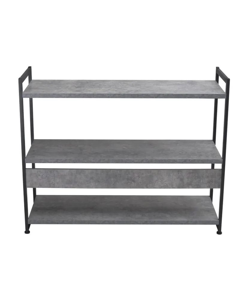 Sleek Laminate Low Shelf Stack with 3 Wide Shelves