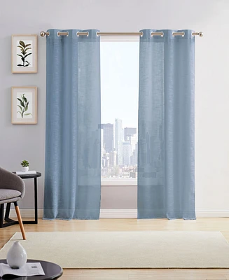 Dainty Home Hannah Linen Textured Light Filtering Window Panel Set