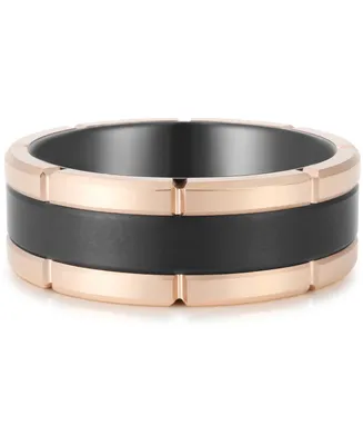 Men's Two-Tone Notched Band Rose & Black Ion-Plated Tantalum