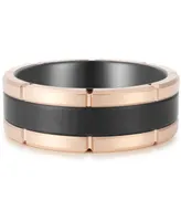 Men's Two-Tone Notched Band Rose & Black Ion-Plated Tantalum