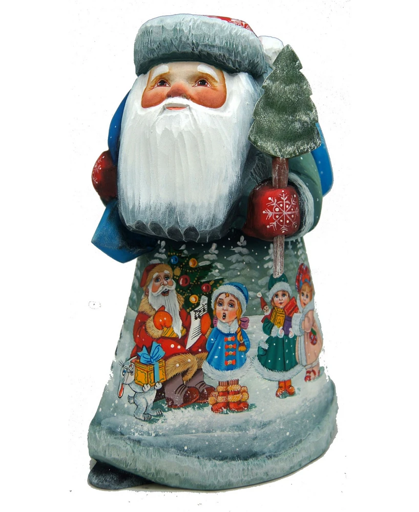 G.DeBrekht Woodcarved Hand Painted Christmas Story Santa Wood Carved Figurine