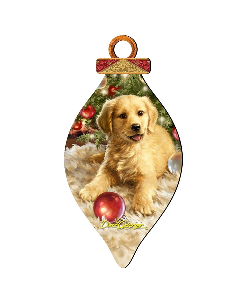 Designocracy by Dona Gelsinger Christmas Puppy Ornament and Cone Ornament, Set of 2 Each